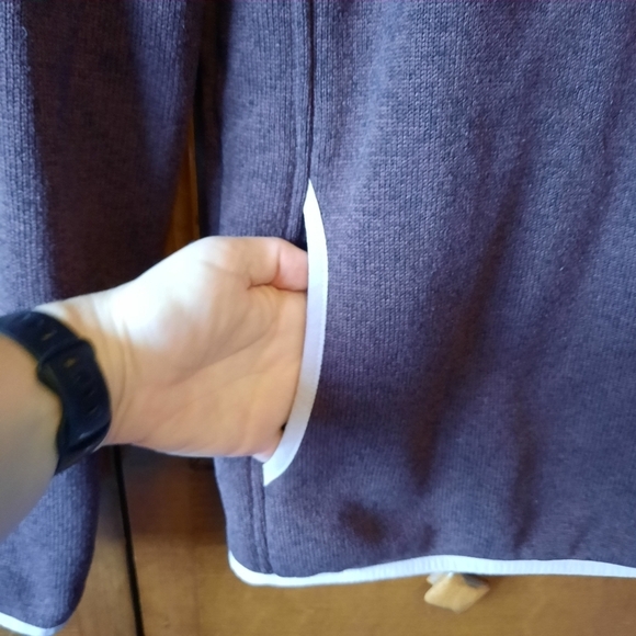 L.L. Bean Sweater Fleece Pullover Raisin Brown t-snap knit top 292726 size XS - Picture 8 of 13